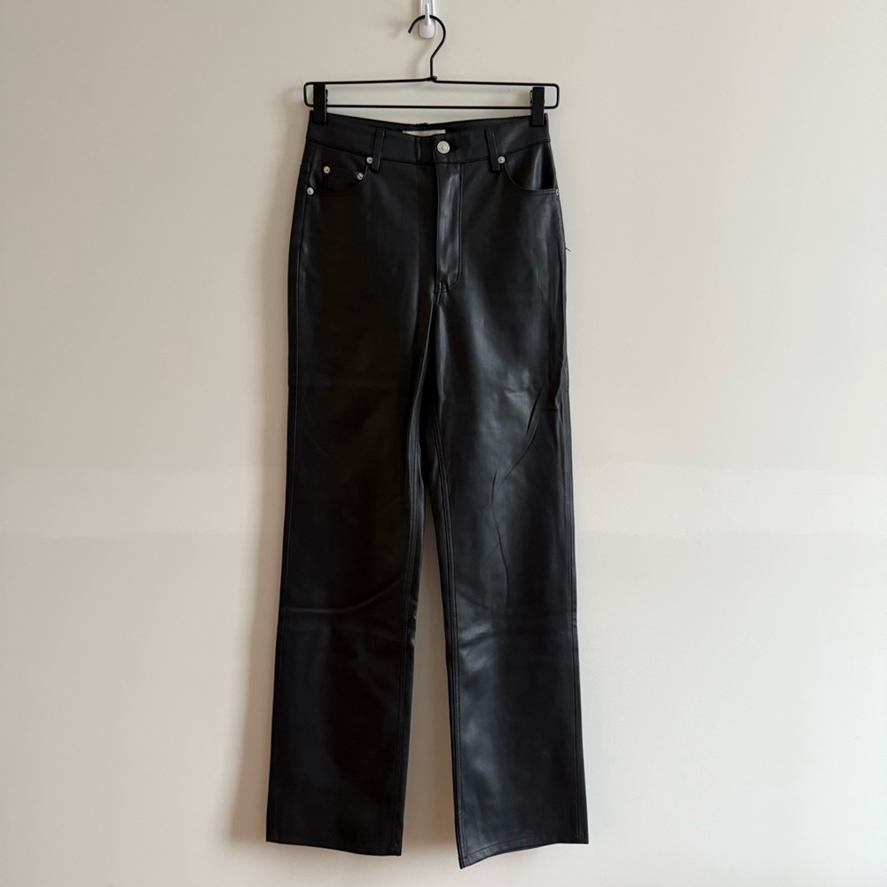 Zara black Leather Trousers